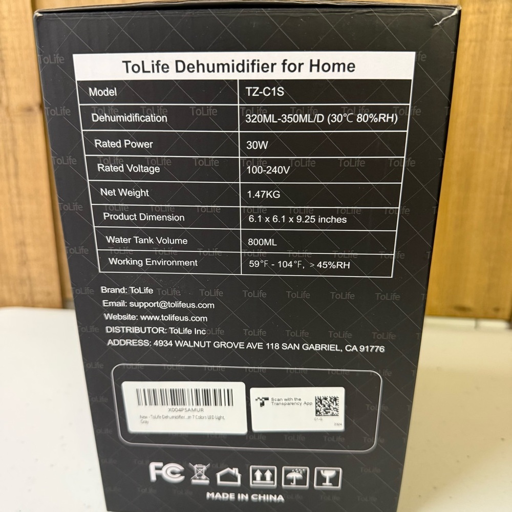 ToLife Dehumidifier 30oz Water Tank Portable LED Lights Workshop Bathroom EUC - Picture 2 of 12